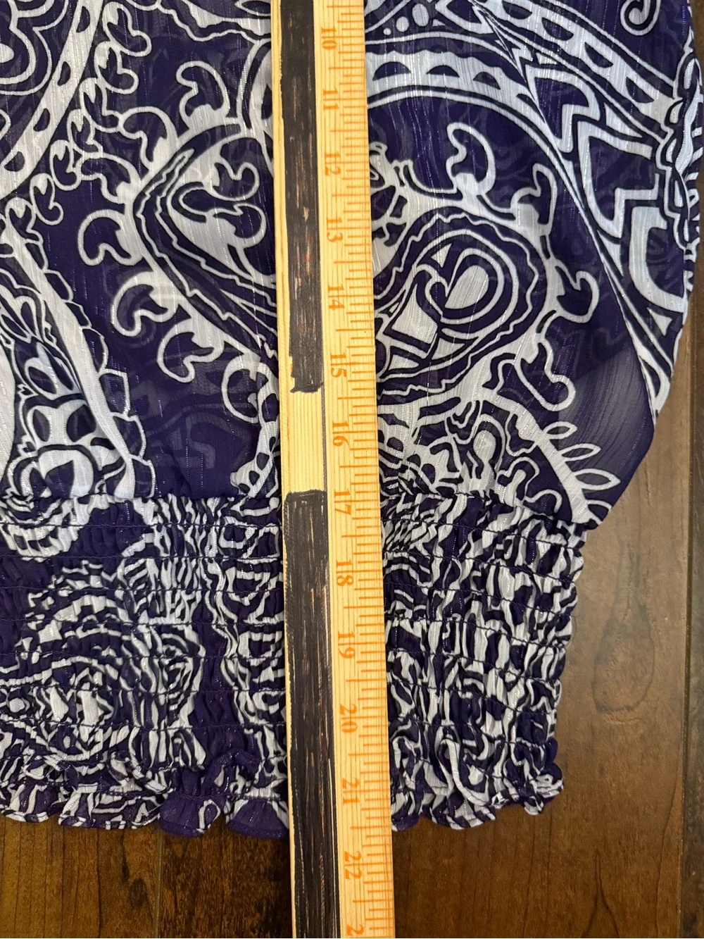 Michael Kors Purple and White Paisley Sheer Short Sleeve Top Size Small